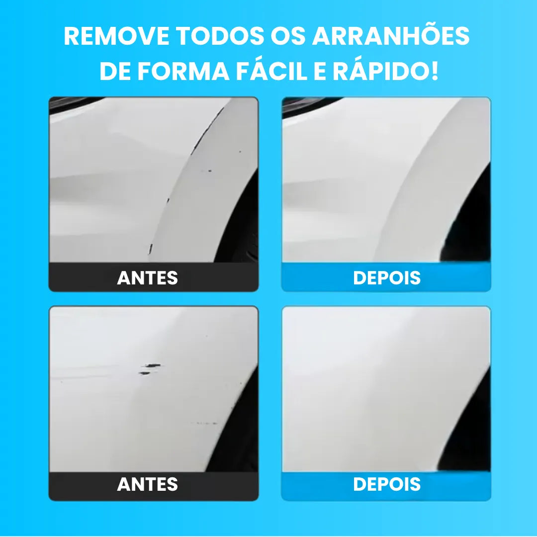 Imagem mostra resultado rápido da caneta reparadora de arranhões do carro