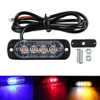 Farol de LED para carro com luz azul, vermelha e amarela + kit de instalação.