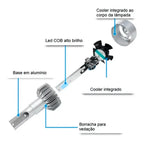 Imagem explicativa com benefícios e funções da lâmpada LED halógena automotiva
