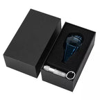 Imagem mostra a caixa original da marcha de carro com LED incluída