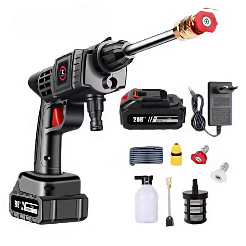 Acessórios incluídos com pistola de alta pressão para lavagem automotiva.