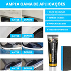 Imagem mostra efeito do removedor de arranhões no carro antes e depois  em vários carros