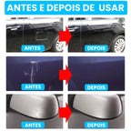 Foto comparativa de antes e depois após aplicar removedor de riscos no carro