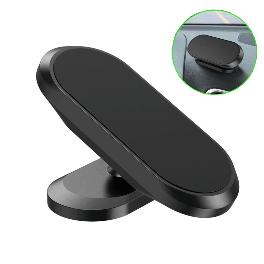 Suporte para celular com base giratória 360°, fácil ajuste em qualquer ângulo no carro.
