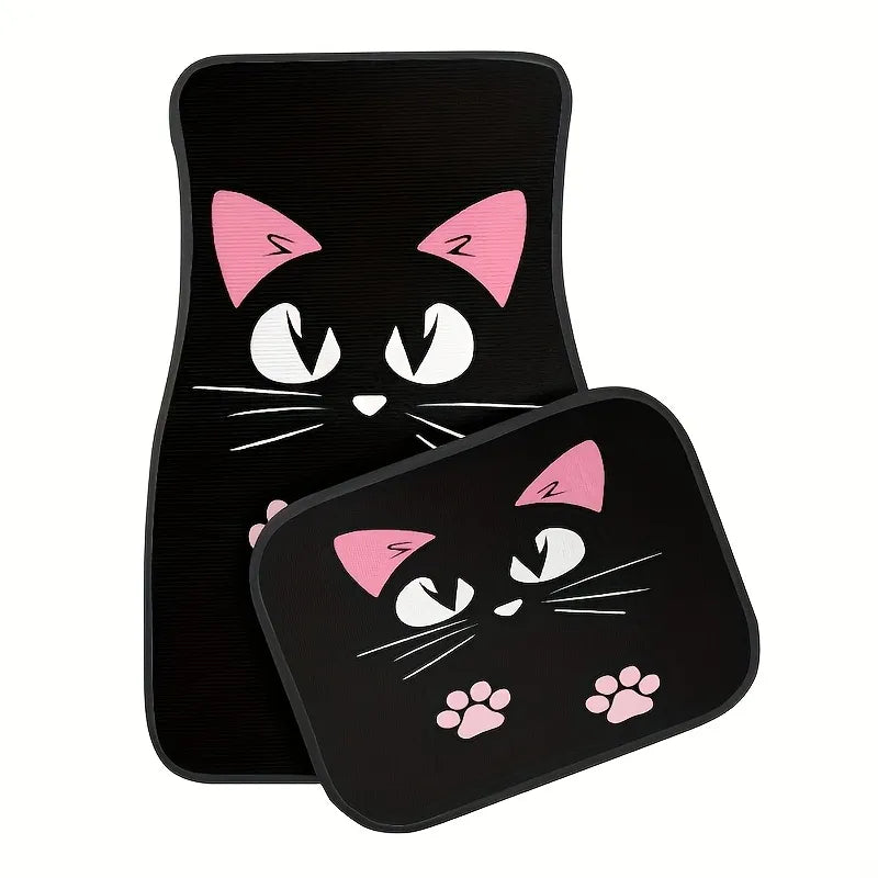 Tapetes com desenho de gatinho: um dianteiro e um traseiro exibidos na imagem