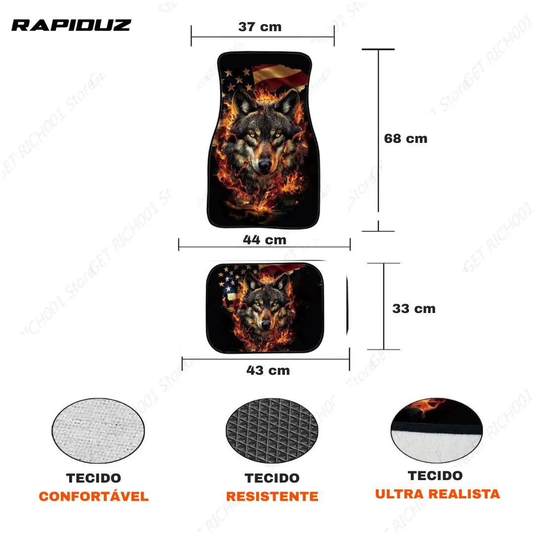 Tapete automotivo com medidas em cm, com material resistente, realista e confortável