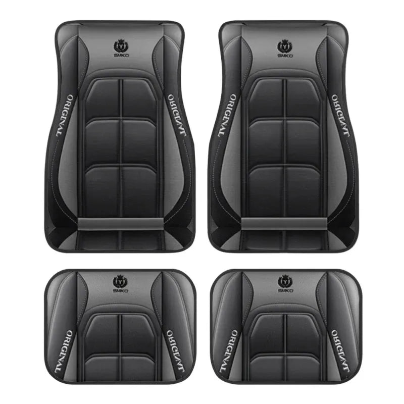 Kit com 4 tapetes automotivos cinza de corrida, ajuste universal e material durável