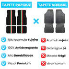 imagem mostra a comparação do tapete de carro da rapiduz com um tapete automotivo normal