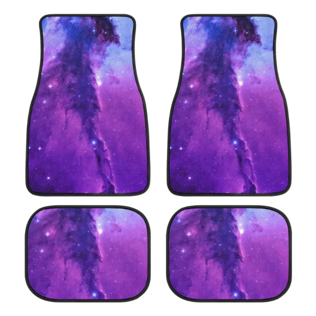 Conjunto completo com 4 tapetes de carro estampados com tema de galáxia