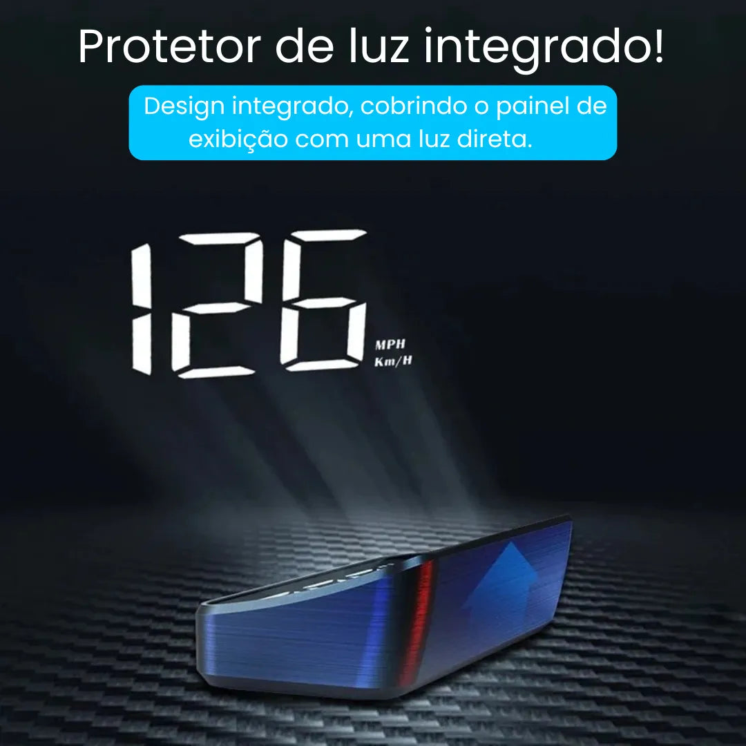 Velocimetro Digital Para Carro que tem um protetor de luz integrado