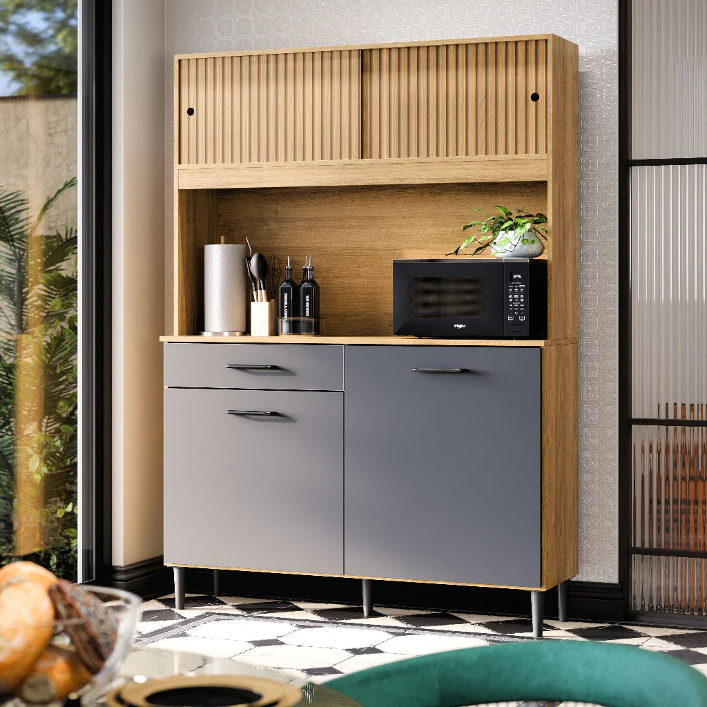 Armário De Cozinha Compacto Com 4 Portas E 1 Gaveta |BLACKFRIDAY|