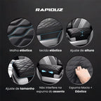 Imagem mostra capa de couro trazendo os benefícios: conforto e proteção para o apoio de braço + como ajustar no carro