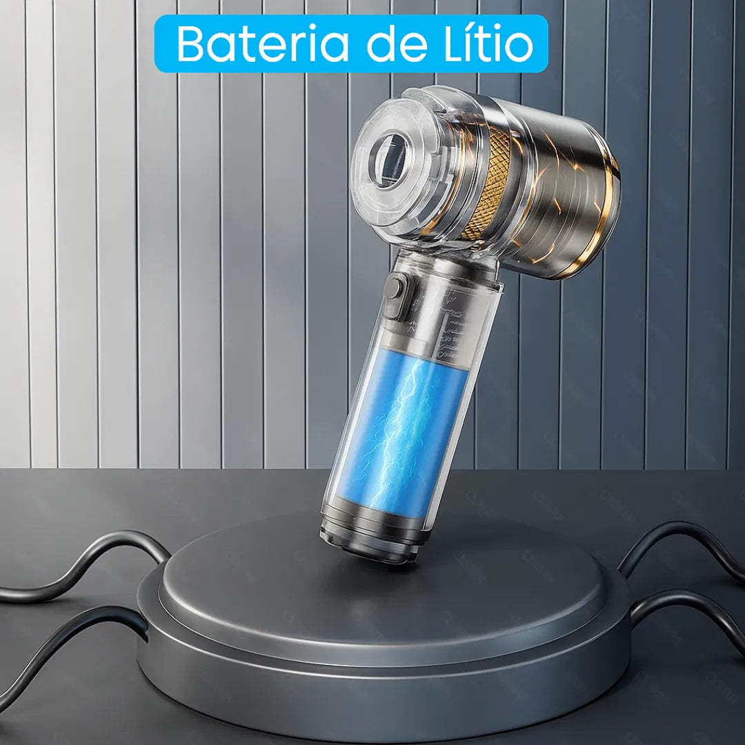 aspirador de po para carro que possui uma bateria extremamente duradora de lítio 
