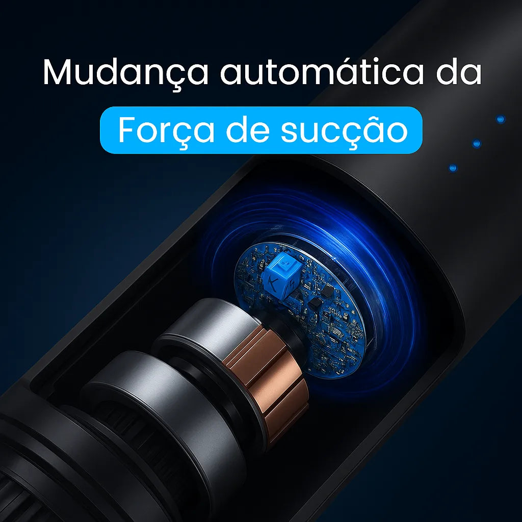 imagem mostra a força de sucção do aspirador de po para carro 