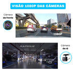 Câmera veicular com qualidade 1080p, imagem destaca gravação em alta definição