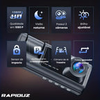 Câmera de ré para carro com 8 vantagens destacadas na imagem, ideal para segurança no carro