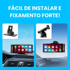 Multimídia com camera de ré com suporte forte e duas opções de instalação: painel ou para-brisa