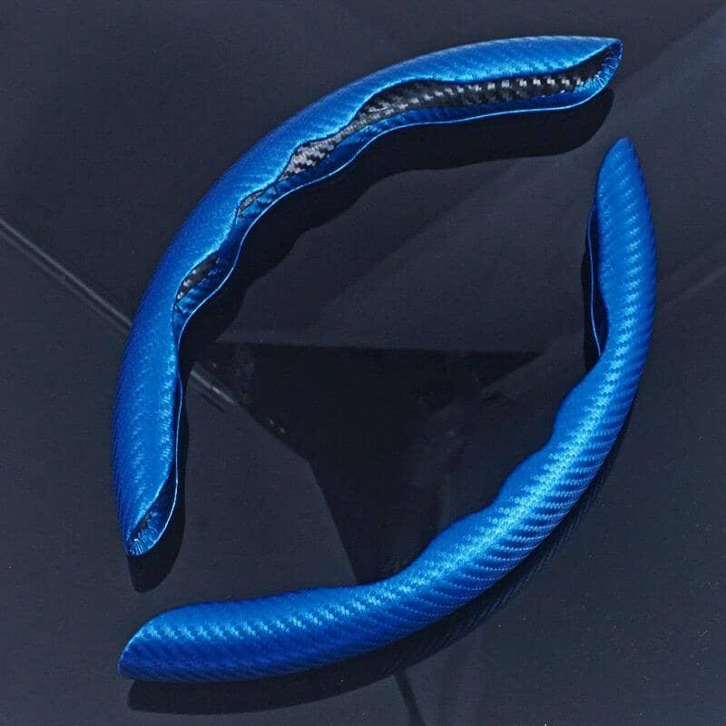 Capa azul para volante de carro com material antiderrapante resistente