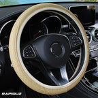 capa de couro universal na cor bege, encaixe fácil em qualquer volante.