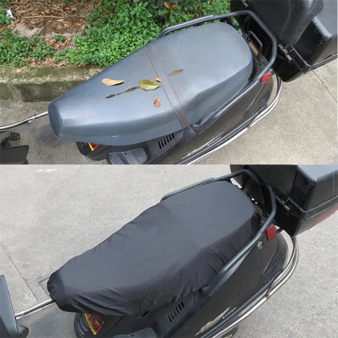 imagem mostra a proteção total que a capa para banco de moto trás para a moto