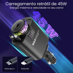 carregador veicular com carregamento retrátil 