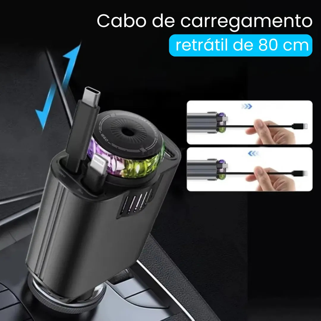 carregador veicular que pode carregar até 2 celulares ao mesmo tempo