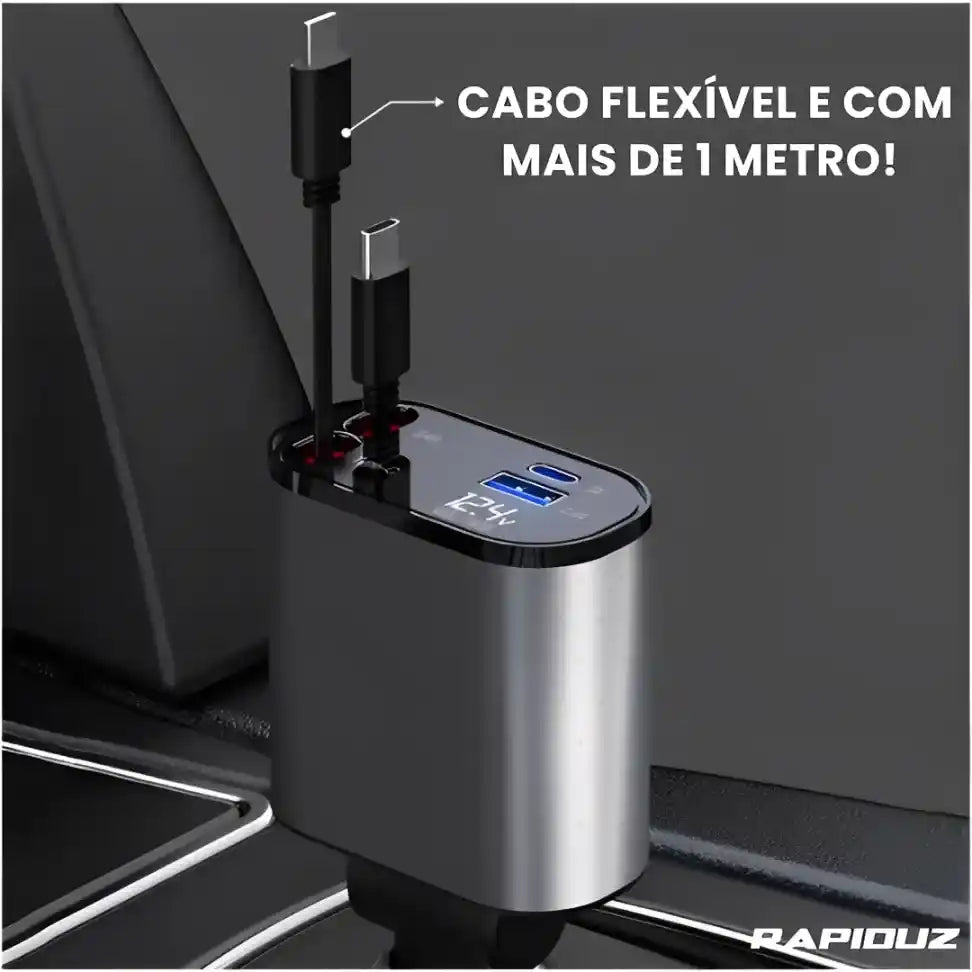 carregador de celular para carro com cabo de 1 metro para carregar o celular dentro do carro