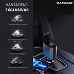 imagem mostra os benefícios do carregador veicular da loja rapiduz