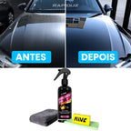 Imagem mostra antes e depois da aplicação da cera com brilho intenso na pintura