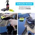 Cera líquida com proteção e brilho que duram até 90 dias após aplicação