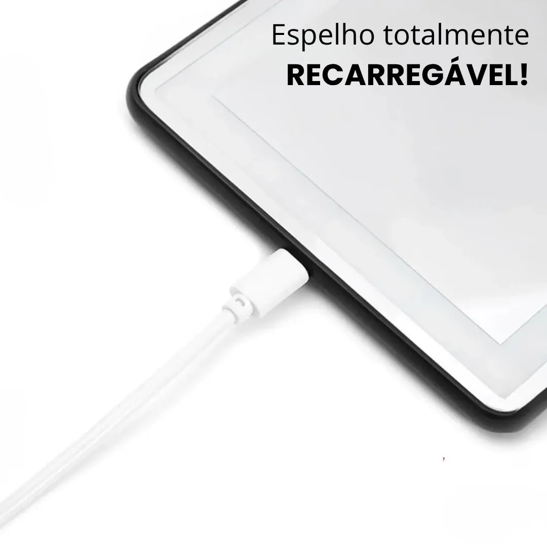 espelho para carro com led que é totalmente recarregável