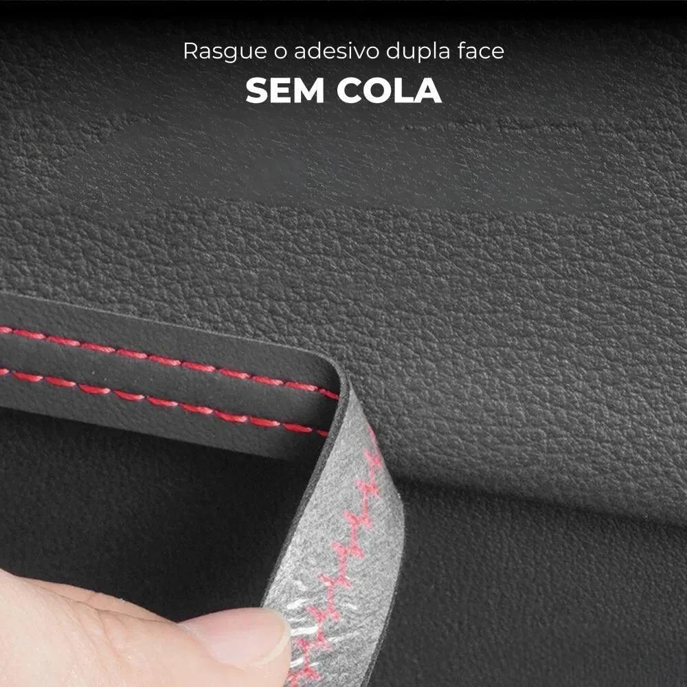 Fita decorativa de couro para carro, fixação com dupla face, fácil de aplicar