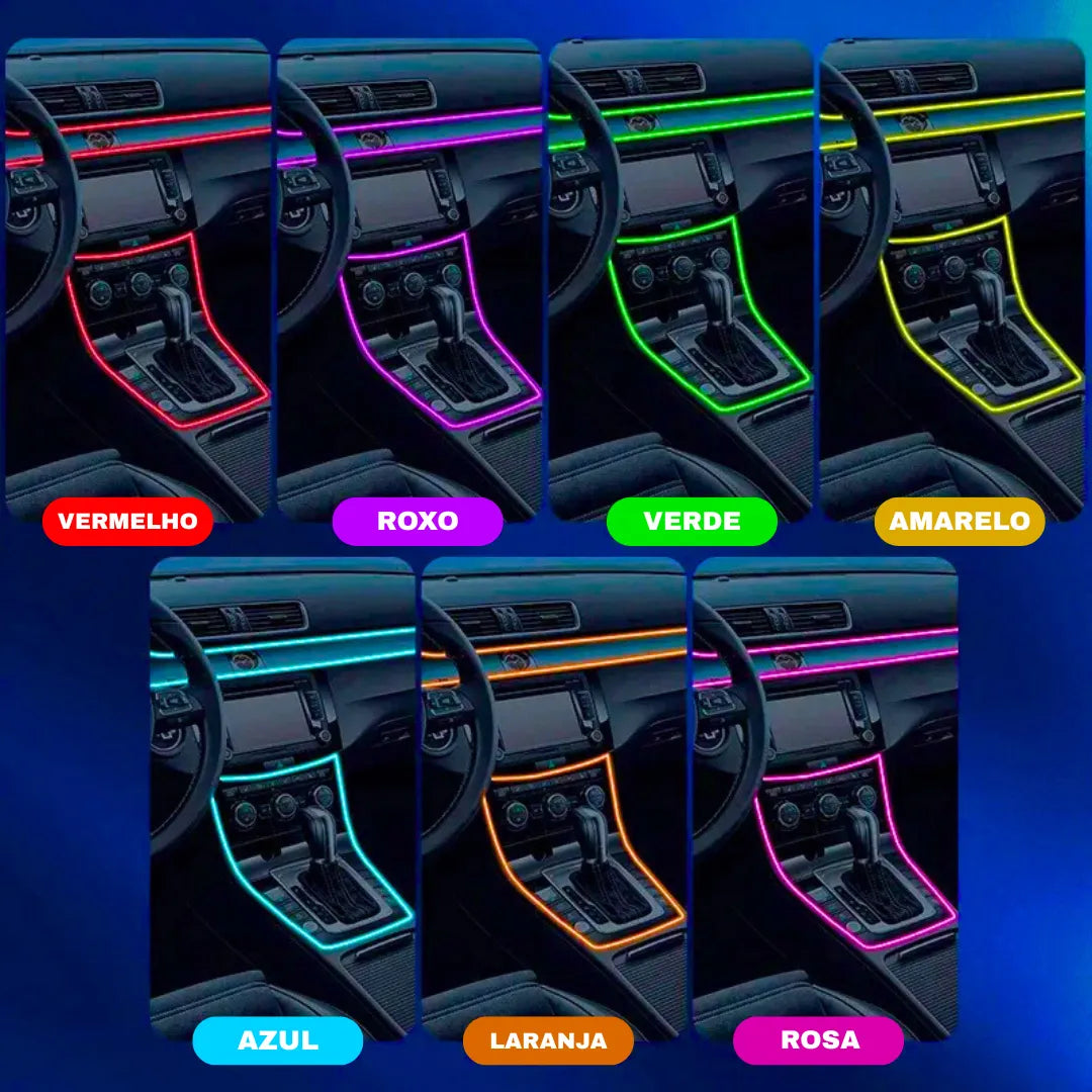 fita de led para carro com mais de 7 cores diferentes para iluminar o interior do carro