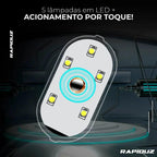 Luz de LED magnética para carro, 5 mini lâmpadas internas e liga com apenas 1 clique
