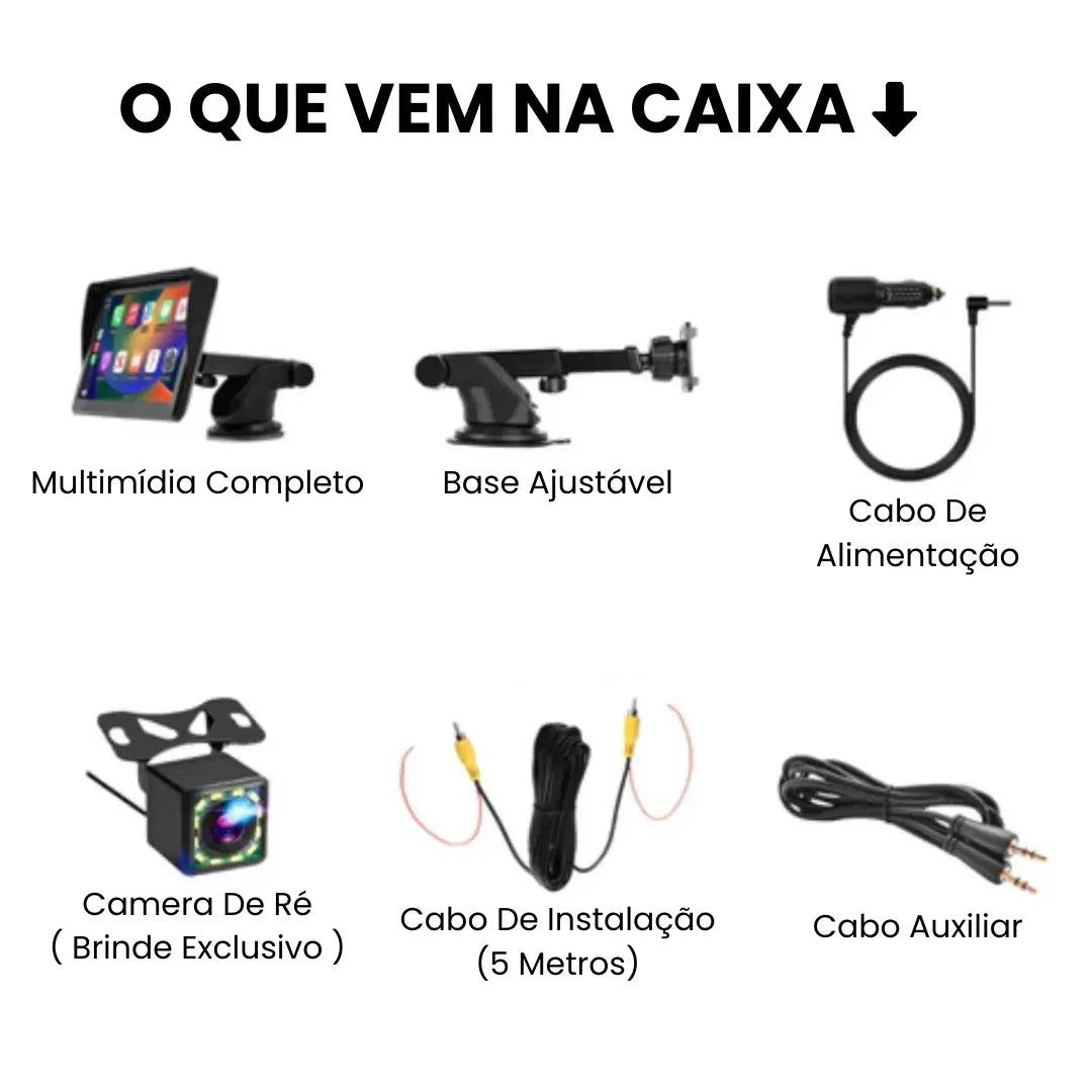 Tela multimídia para carro com kit completo de instalação e acessórios inclusos
