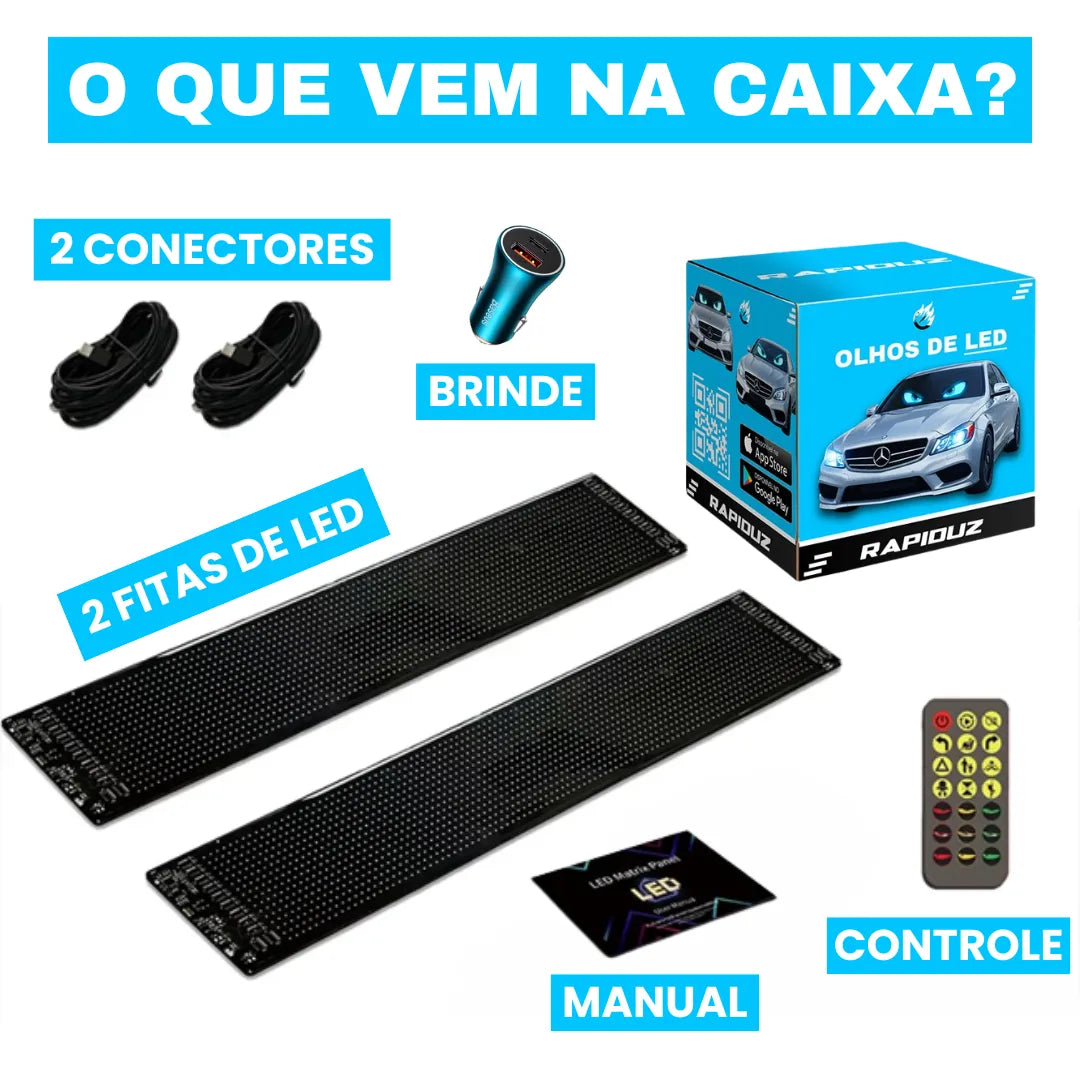 olhos de led para carro, kit completo com 2 olhos de led para carro