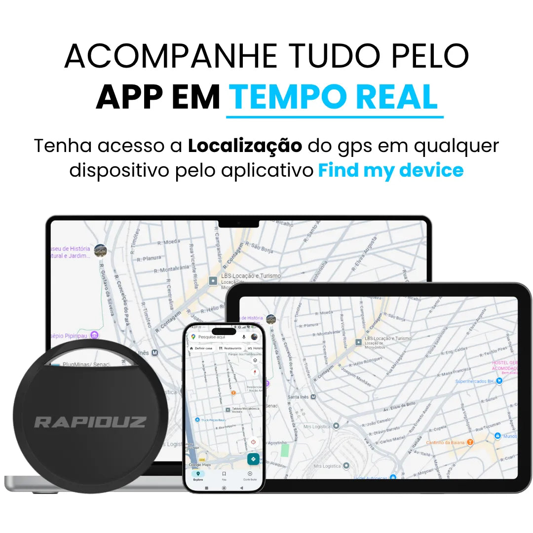 rastreador veicular que pode ser localizado pelo celular através do aplicativo: find my device