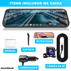imagem mostra os itens que vem junto com o retrovisor com câmera de ré