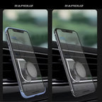 Imagem mostra celular preso com segurança no suporte magnético para direção segura.