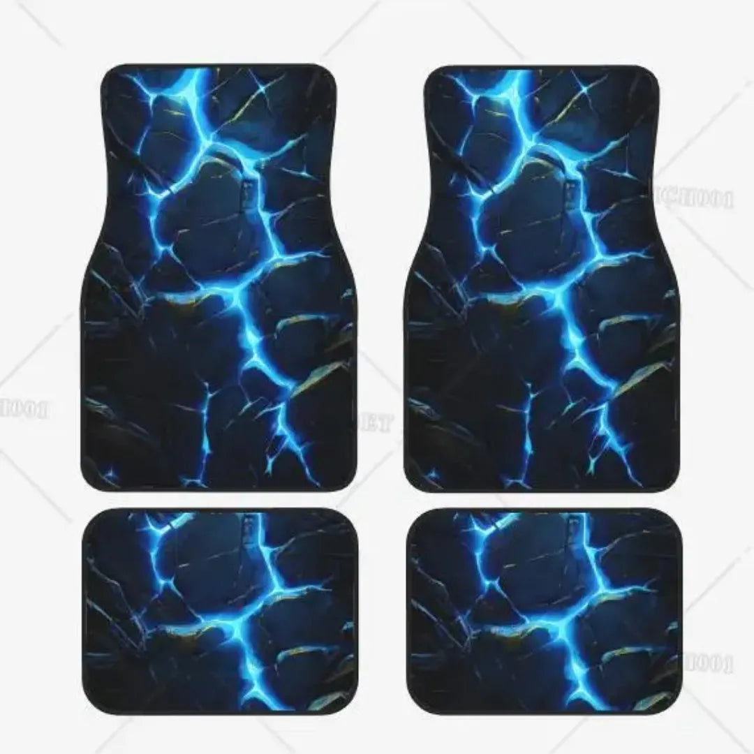 Tapetes automotivos com estampa de rocha azul, com material antiderrapante 