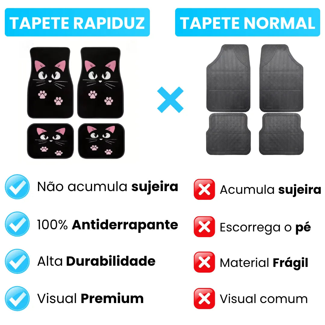 comparação do tapete automotivo rapiduz com o tapete automotivo normal