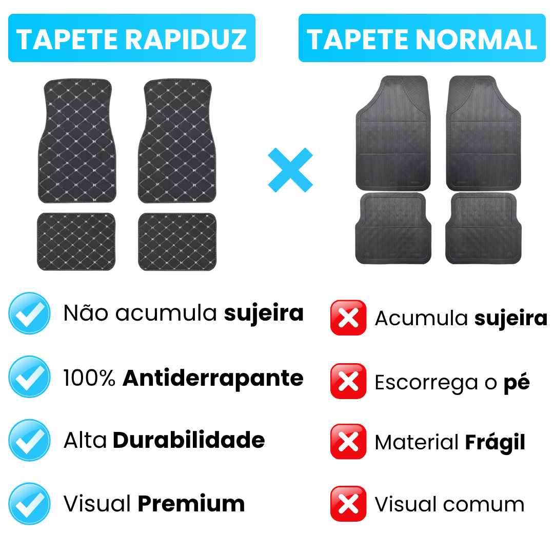 comparação do tapete de carro da rapiduz e o tapete para carro normal