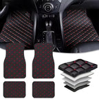 Imagem mostra os 4 tapetes vermelho de carro: dois dianteiros e dois traseiros